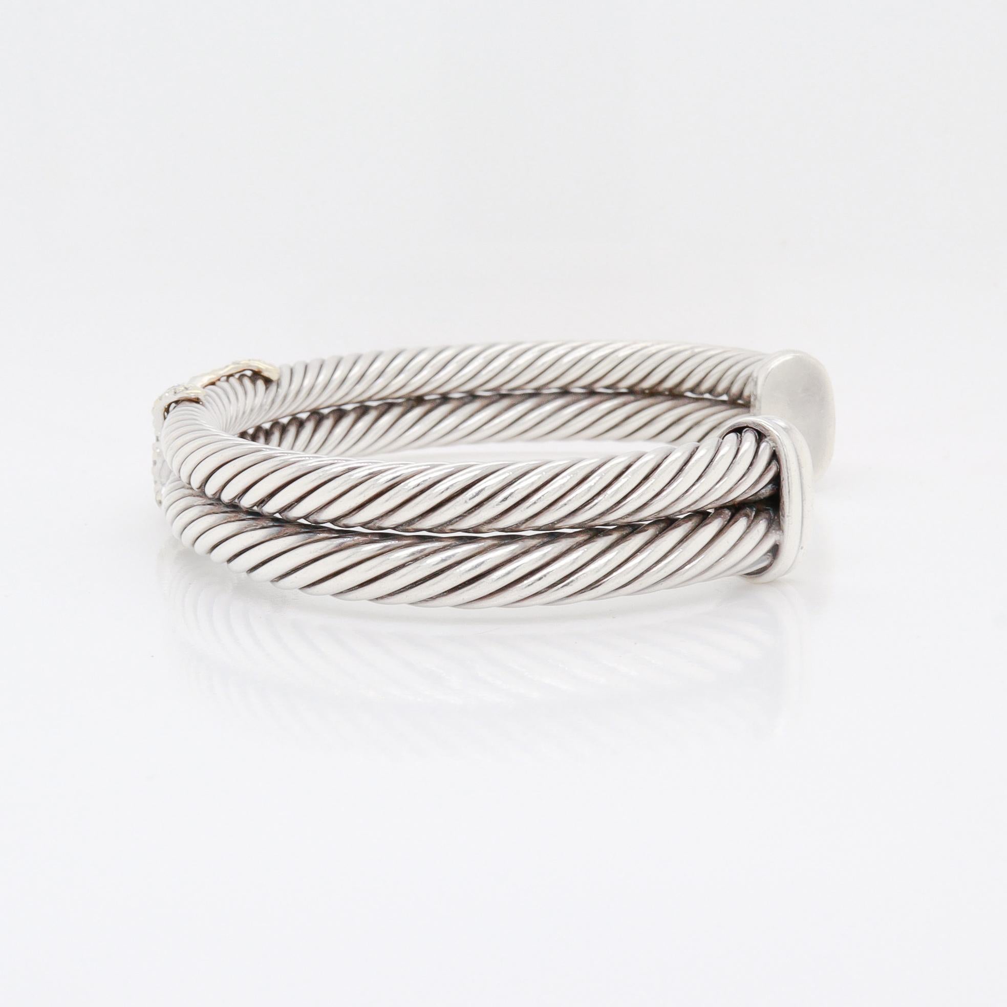 David Yurman Signature Diamond 'X' Double Cable Bracelet For Sale 5