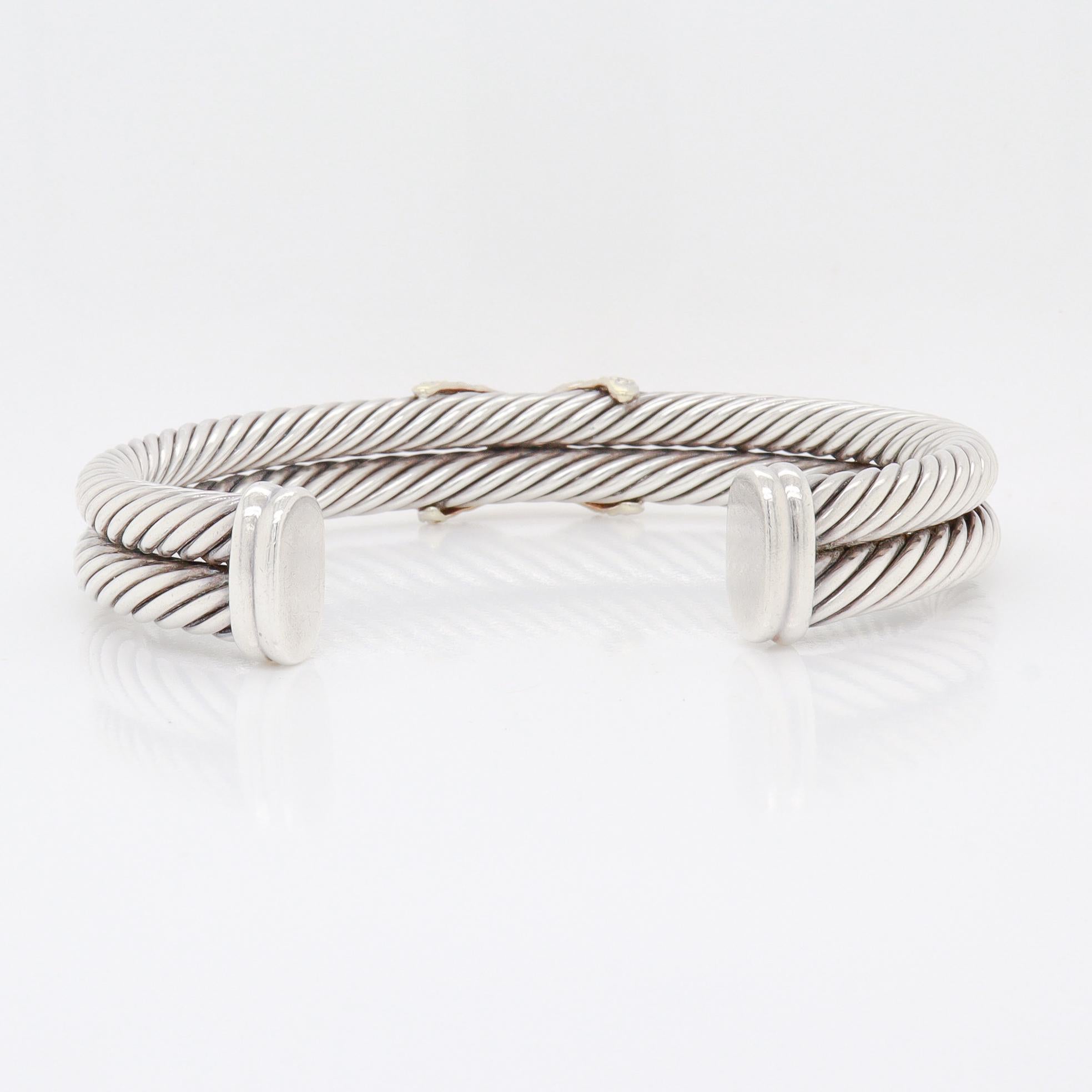 David Yurman Signature Diamond 'X' Double Cable Bracelet For Sale 6