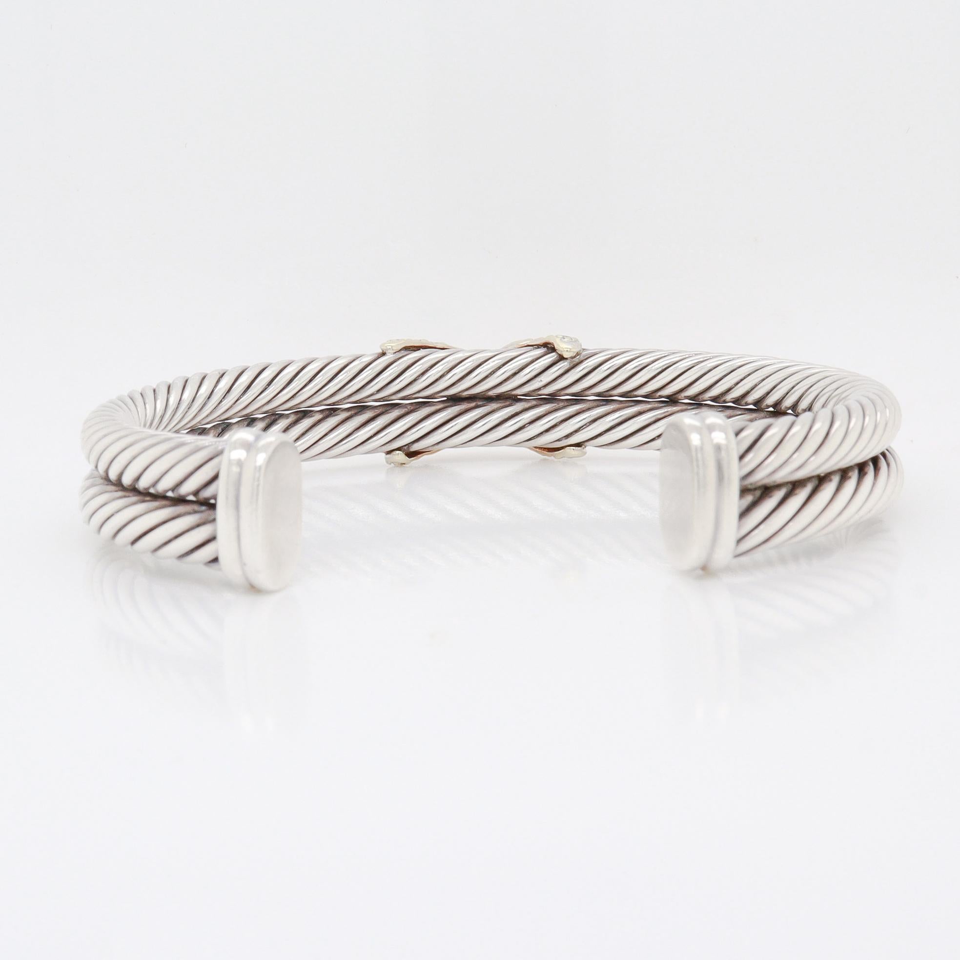 David Yurman Signature Diamond 'X' Double Cable Bracelet For Sale 7