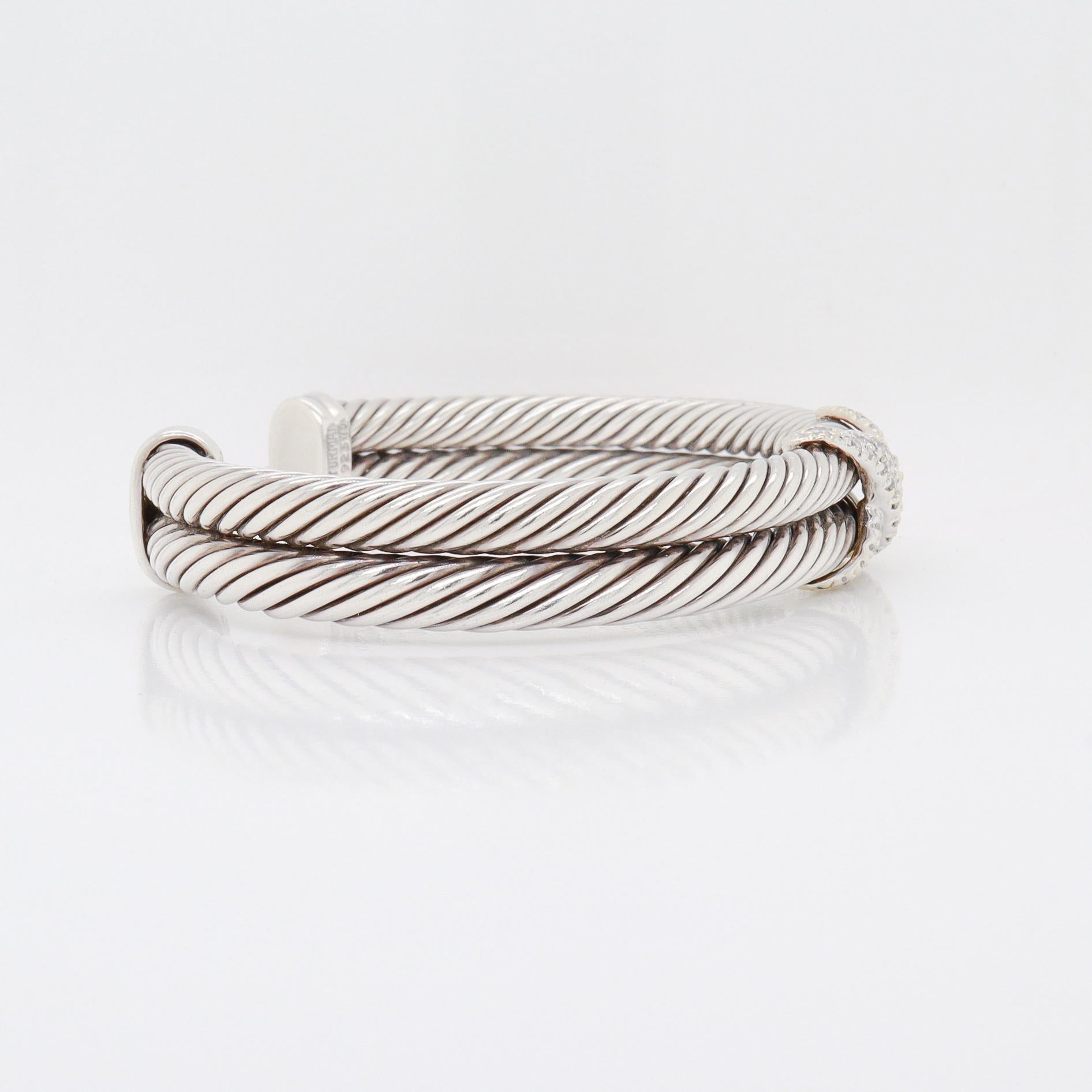 David Yurman Signature Diamond 'X' Double Cable Bracelet For Sale 8