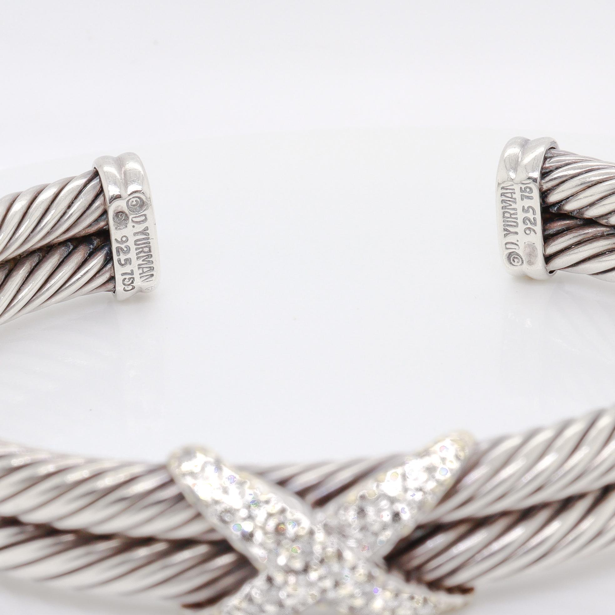 David Yurman Signature Diamond 'X' Double Cable Bracelet For Sale 9