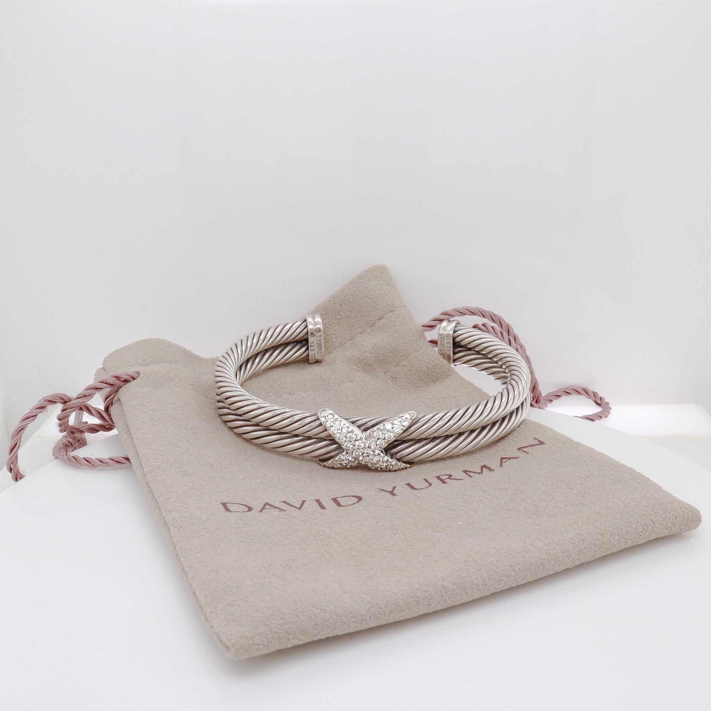 David Yurman Signature Diamond 'X' Double Cable Bracelet For Sale 2