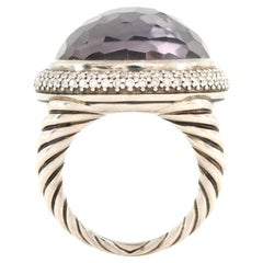 David Yurman Signature Oval Ring Sterling Silver with Onyx and Diamonds