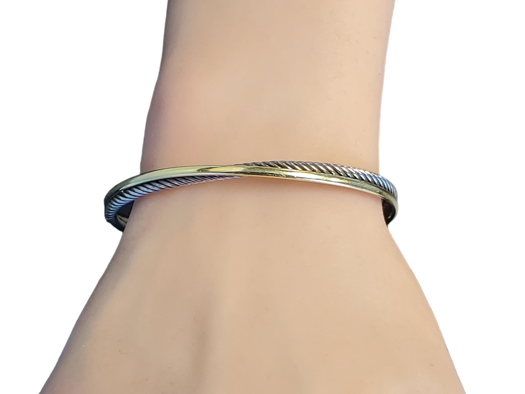 David Yurman Signed Bangle 18k Yellow Gold and Sterling Braided Bracelet For Sale 3