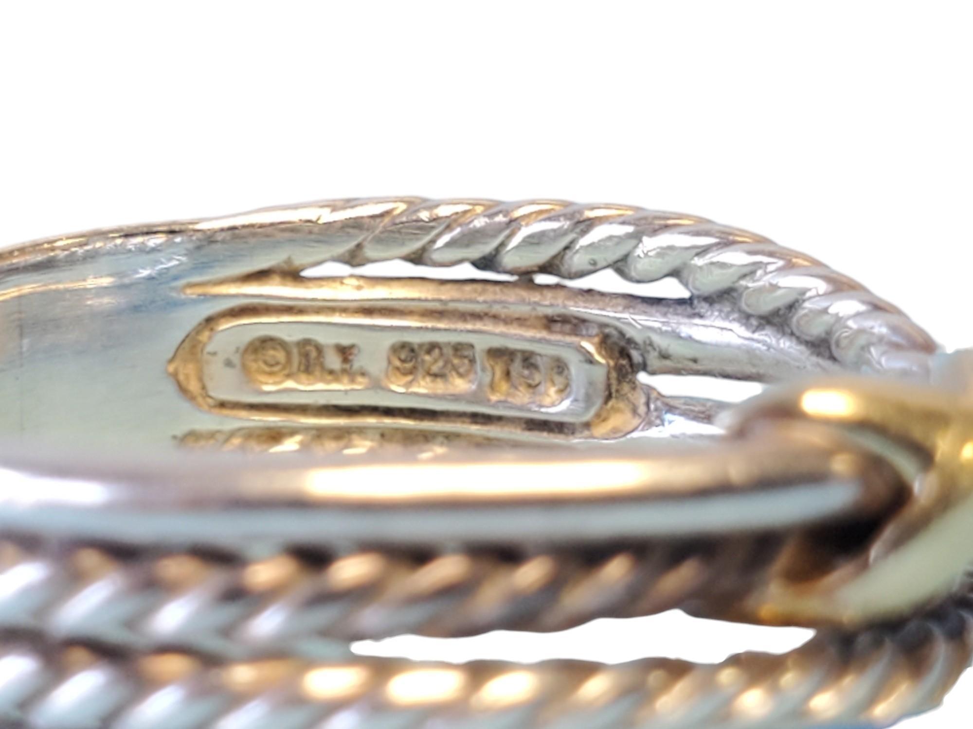 David Yurman Signed Bypass Sterling and 18k Yellow Gold Ring In Good Condition For Sale In Overland Park, KS
