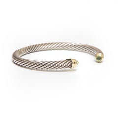 David Yurman Signed Waverly Peridot Cable Cuff Bracelet