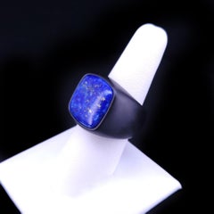 David Yurman Signet Ring with Lapis Lazuli in Black Titanium