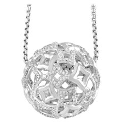 David Yurman Silver 1.00 Ct Diamond Ball Pendant Necklace
