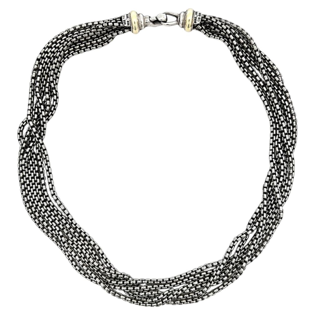 David Yurman Halskette aus Silber und 14-karätigem Gelbgold, mehrsträngig, mit Box-Gliedern, 16" lang