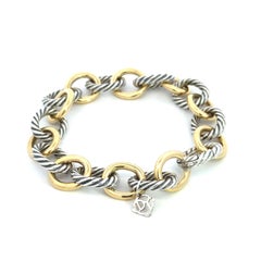 David Yurman Silver & 18k 12mm Oval Link Bracelet