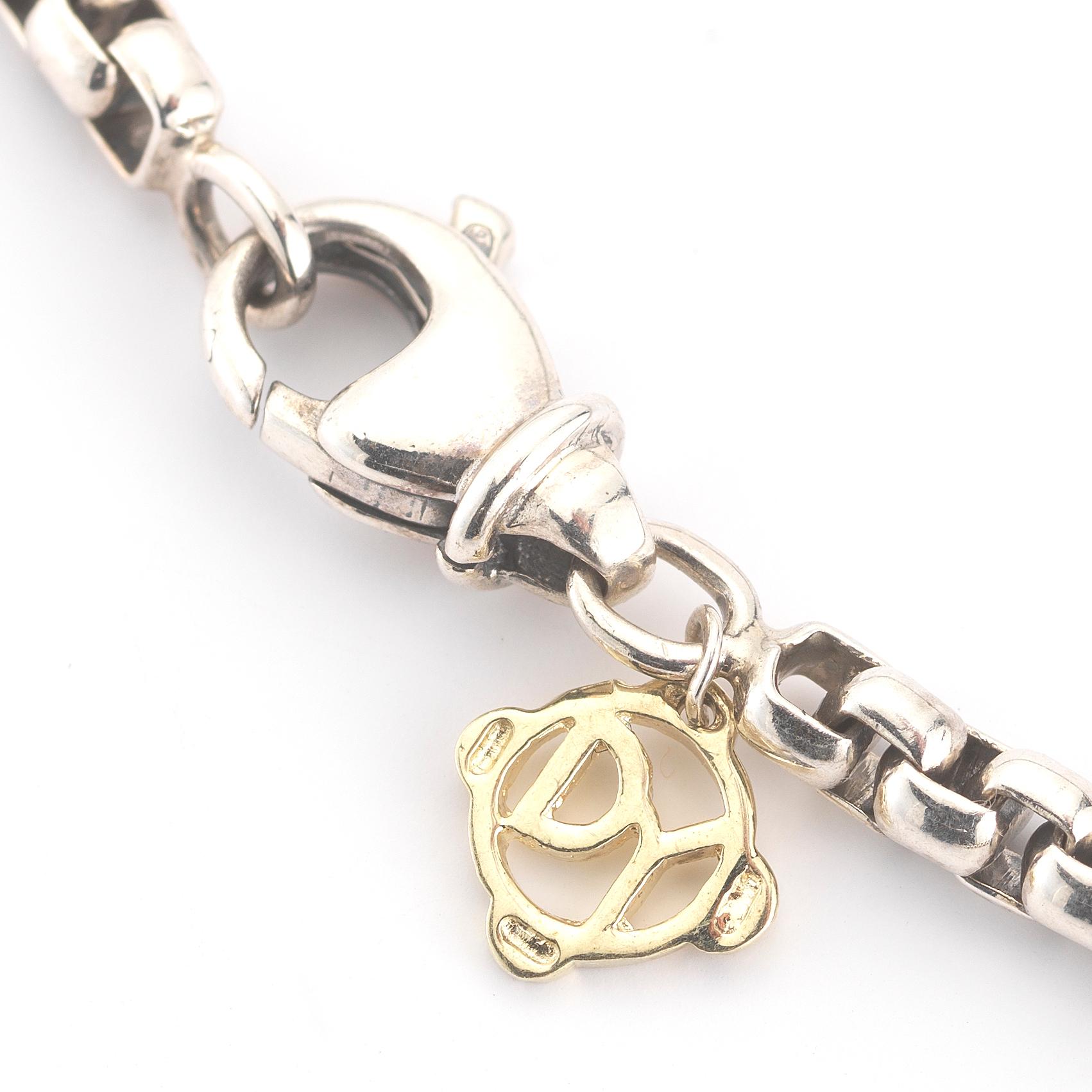 David Yurman Silver and 14 Karat Gold Citrine Albion Pendant on Cable Chain In Good Condition In New York, NY