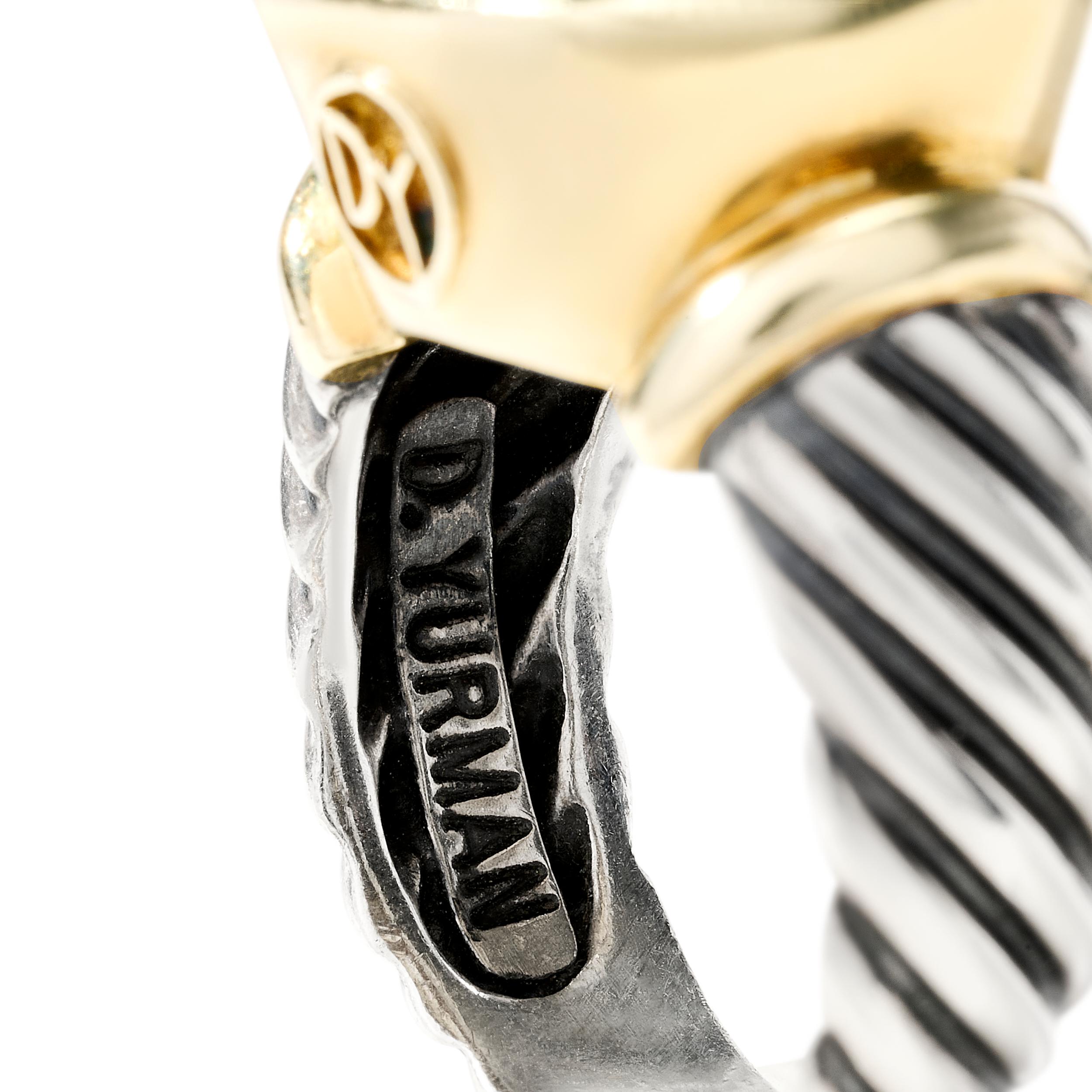 David Yurman Silver and 14K Yellow Gold Citrine Nobelesse Ring In Excellent Condition In Philadelphia, PA