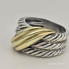 David Yurman Silber und 14KT Gold Ring Amethyst Ring