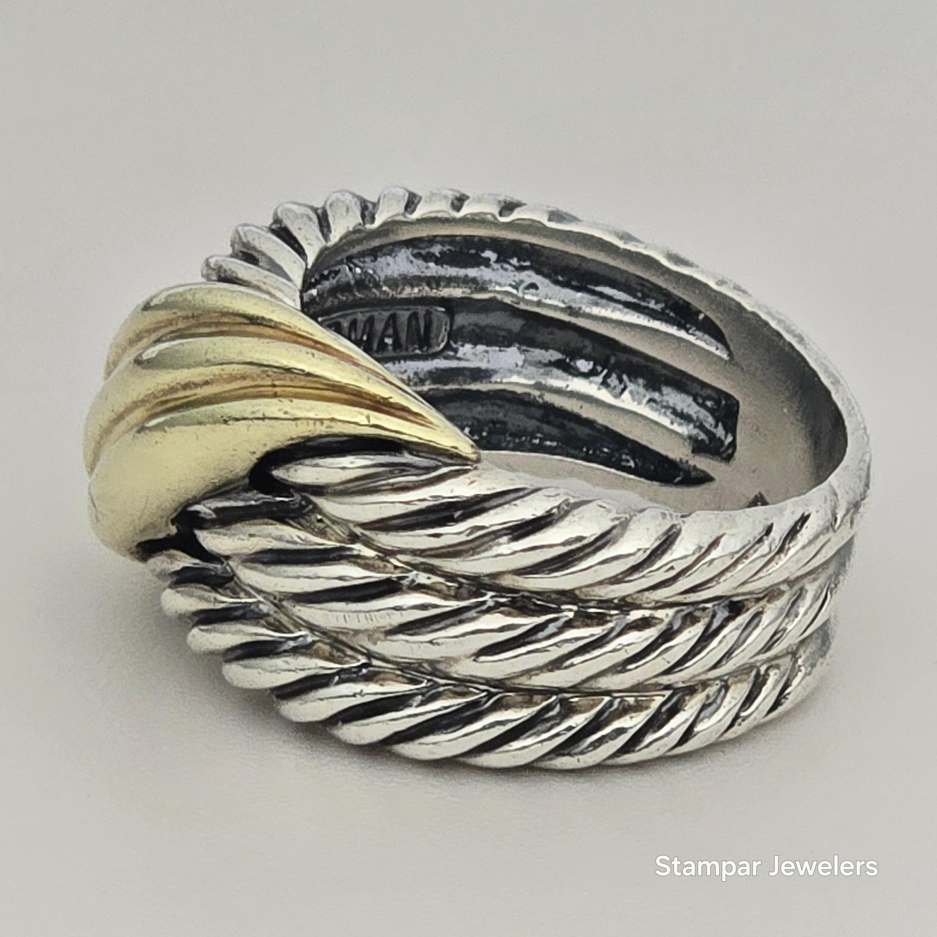 David Yurman bague en argent et or 14KT bague en améthyste Excellent état - En vente à Jupiter, FL