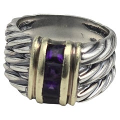 David Yurman silver and 14KT gold ring amethyst ring