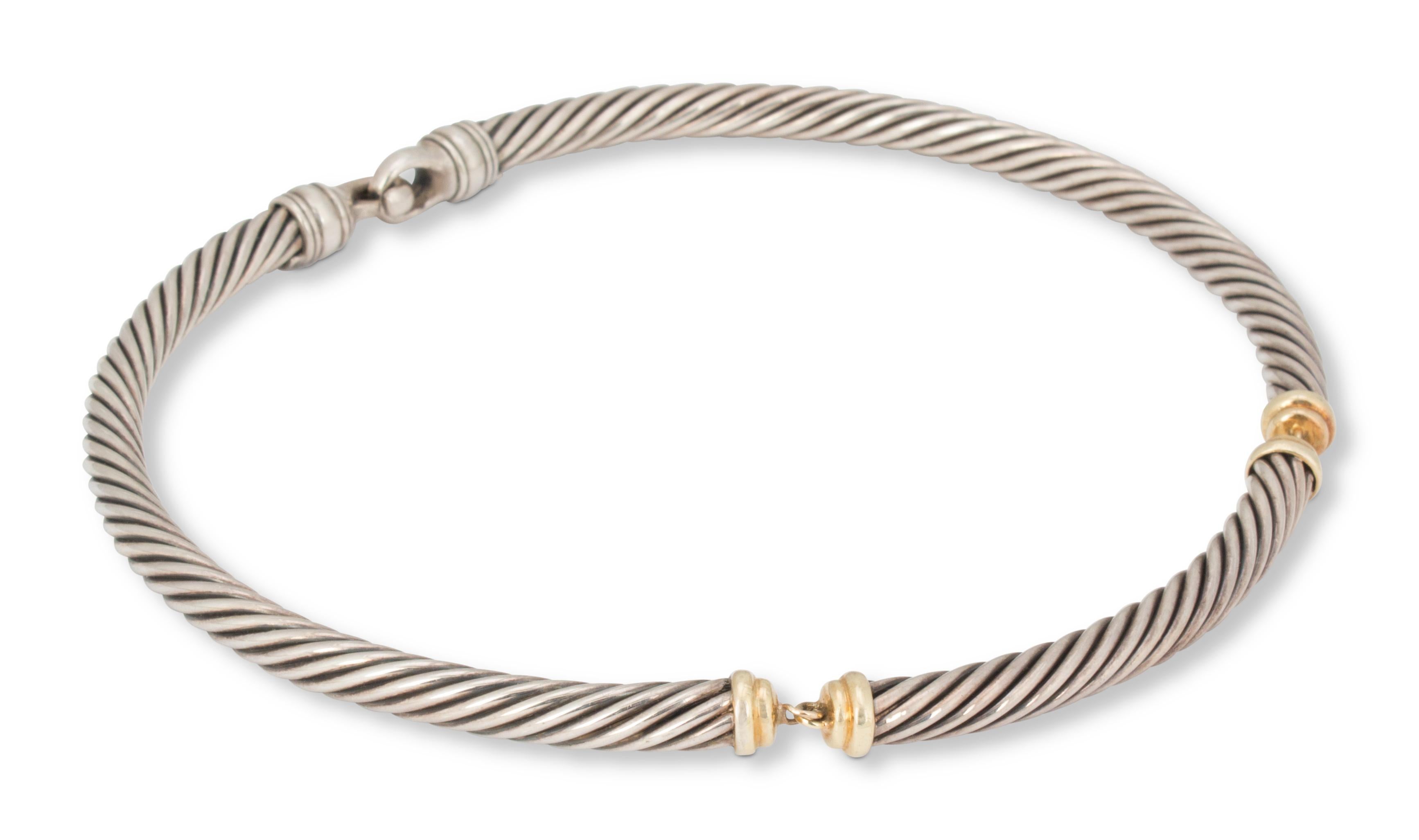 David Yurman Silver and 18 Karat Gold Choker Necklace at 1stDibs ...