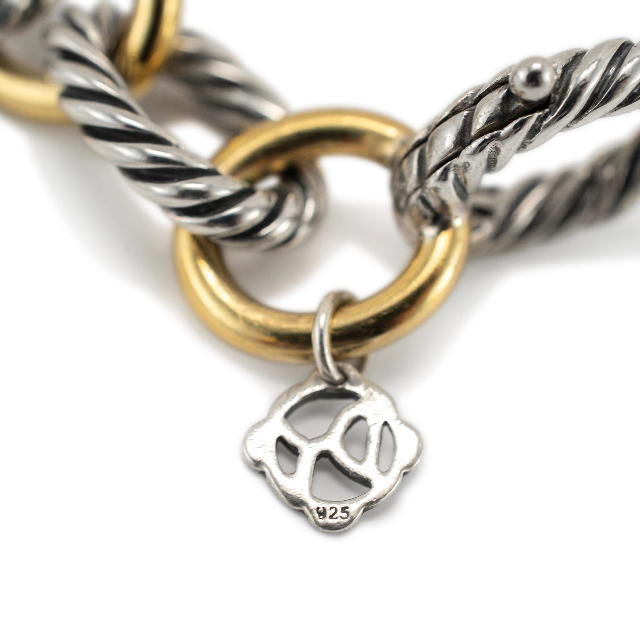 Women's David Yurman Silver and 18K Yellow Gold Two-Tone Oval Link Bracelet