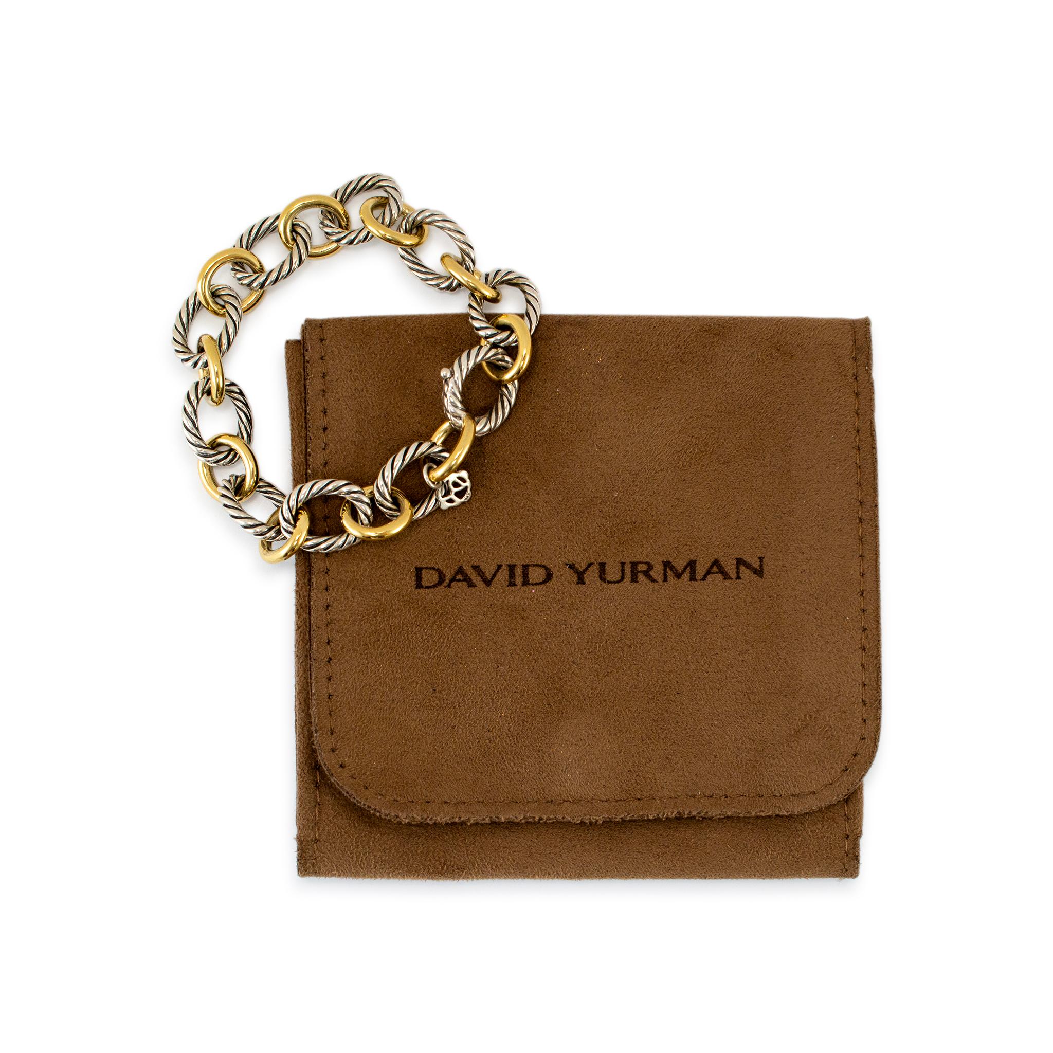 David Yurman Silver and 18K Yellow Gold Two-Tone Oval Link Bracelet 2