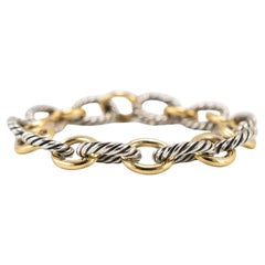 David Yurman Silver and 18K Yellow Gold Two-Tone Oval Link Bracelet