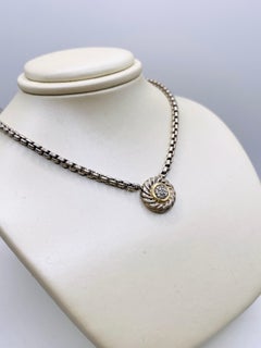 David Yurman Silver and Gold Diamond Cookie Necklace