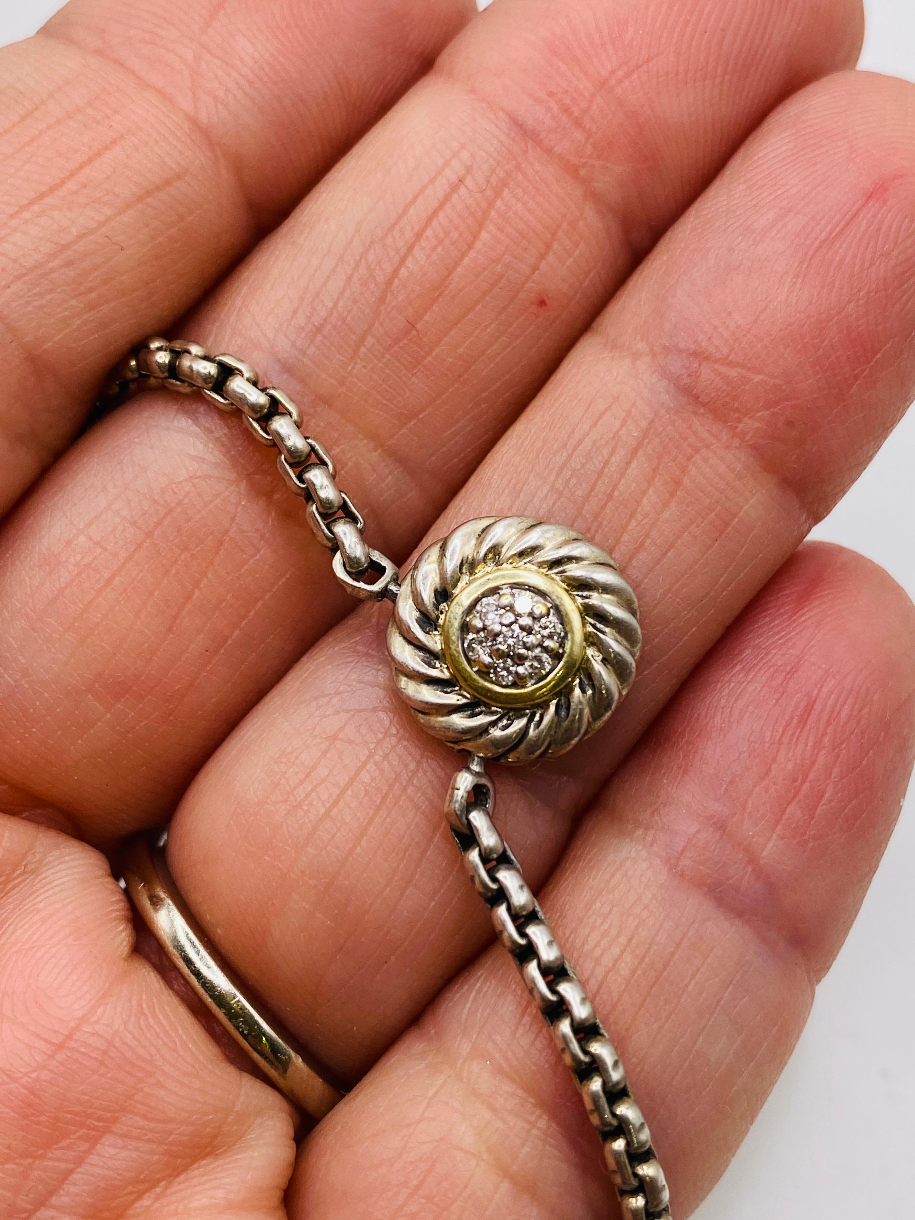 David Yurman Silber und Gold Diamant-Halskette mit Schokolade für Damen oder Herren