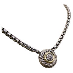 David Yurman Silver and Gold Diamond Cookie Necklace