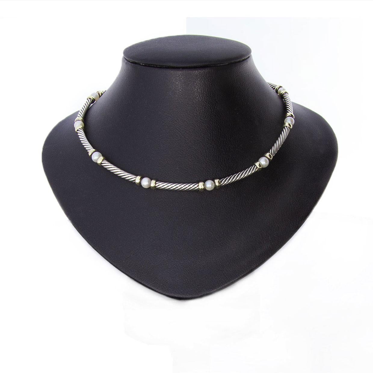 Item Details:
Estimated Retail - $1,500.00
Brand - David Yurman
Collection - Hampton
Metal - 14K Yellow Gold & 925 Sterling Silver
Style - Choker
Fastening - Lobster

Stone 1 Information:
Stone Type - Pearl
Stone Shape - Round
Count - 14
Stone