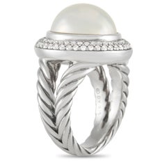 David Yurman Silver Diamond and Mobee Pearl Ring