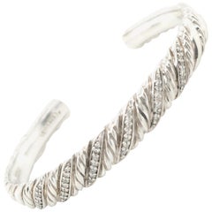 David Yurman Silver Diamond Cuff Bracelet