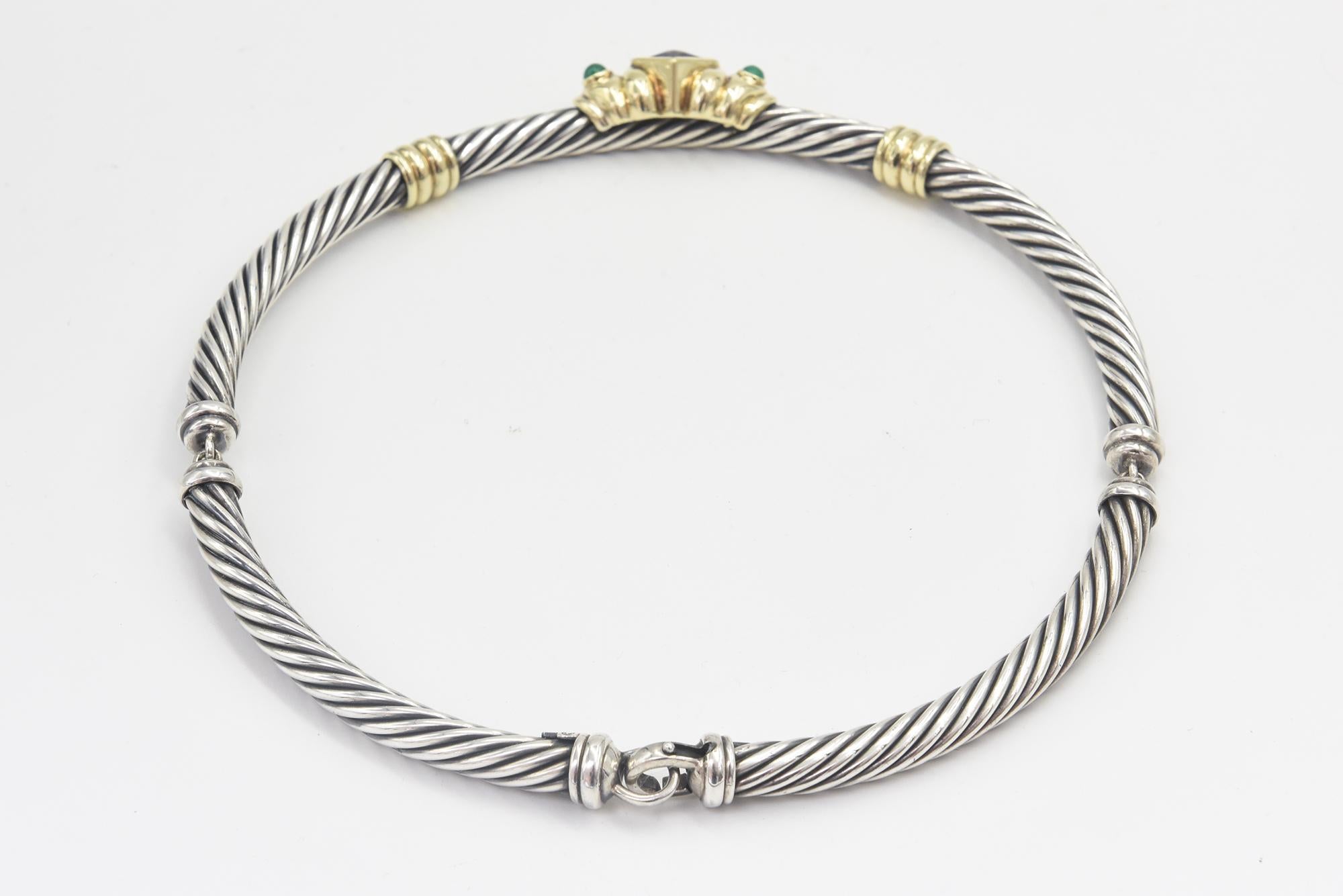 Women's David Yurman Silver Gold Amethyst Chalcedony Renaissance Cable Chocker Necklace For Sale