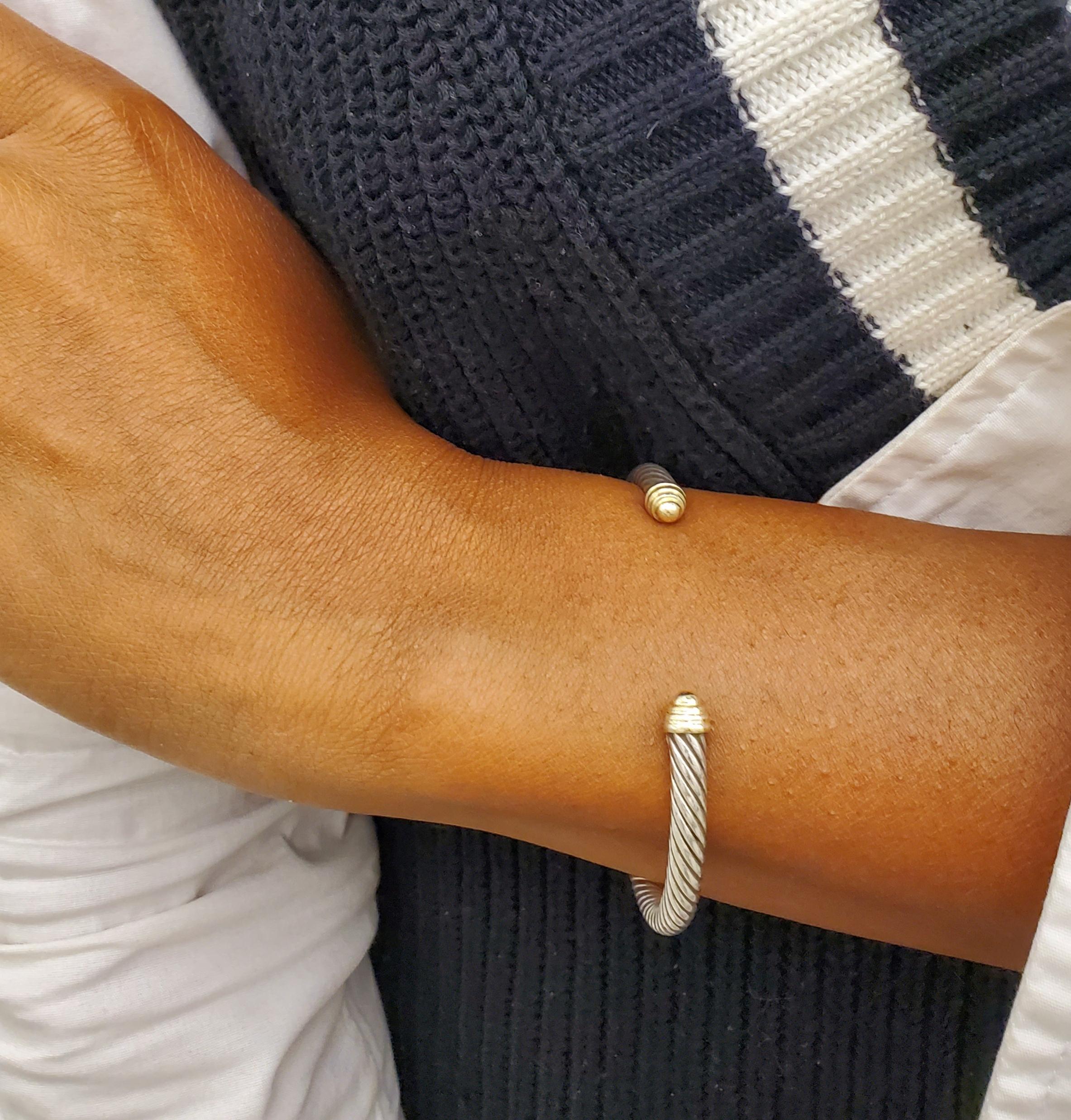 David Yurman Silver and Gold Cable Cuff Bracelet 1