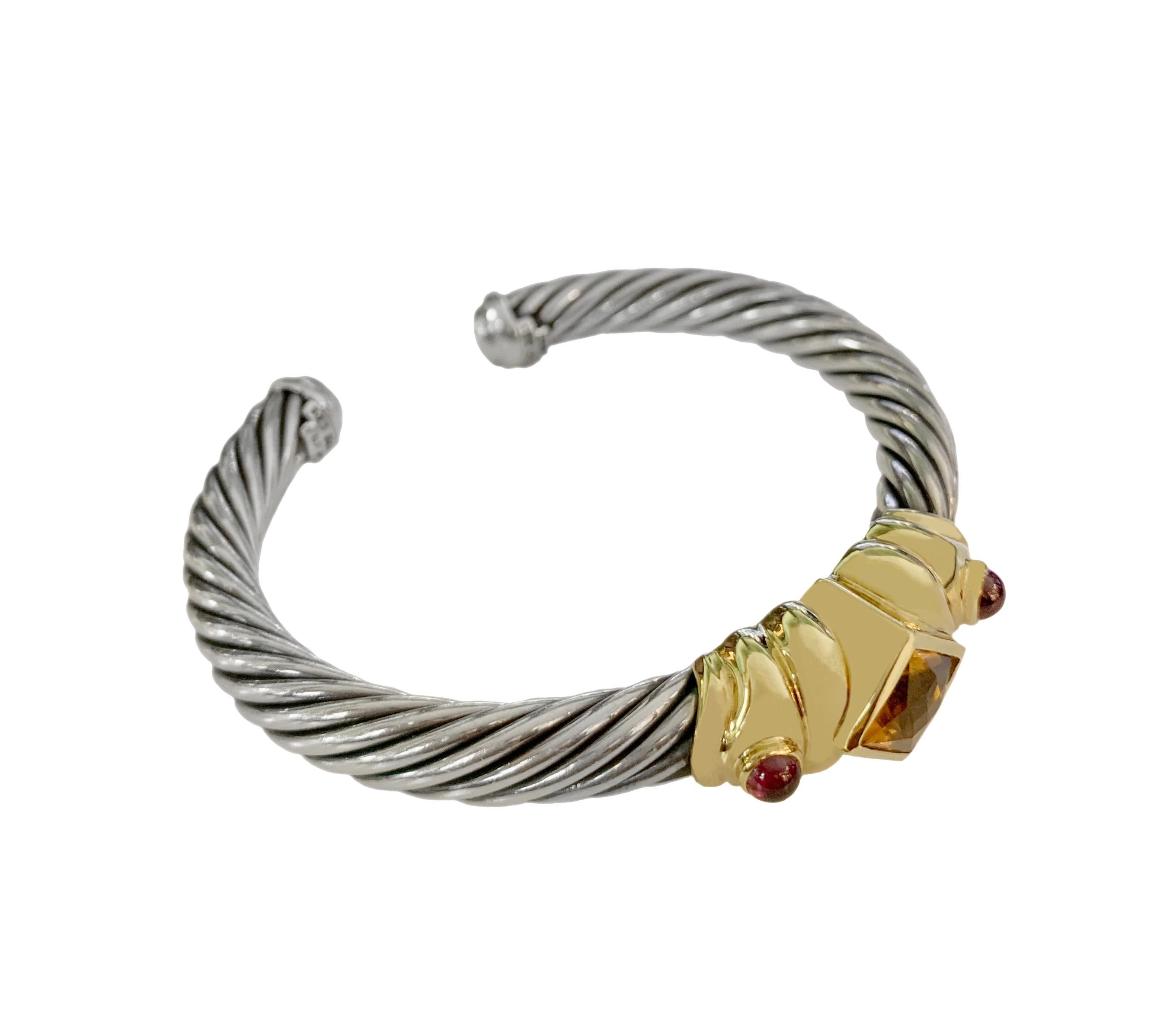 Mint condition
Sterling Silver & 14k Yellow Gold 
Citrine
Width: 7mm
Size: Medium
Comes with David Yurman pouch