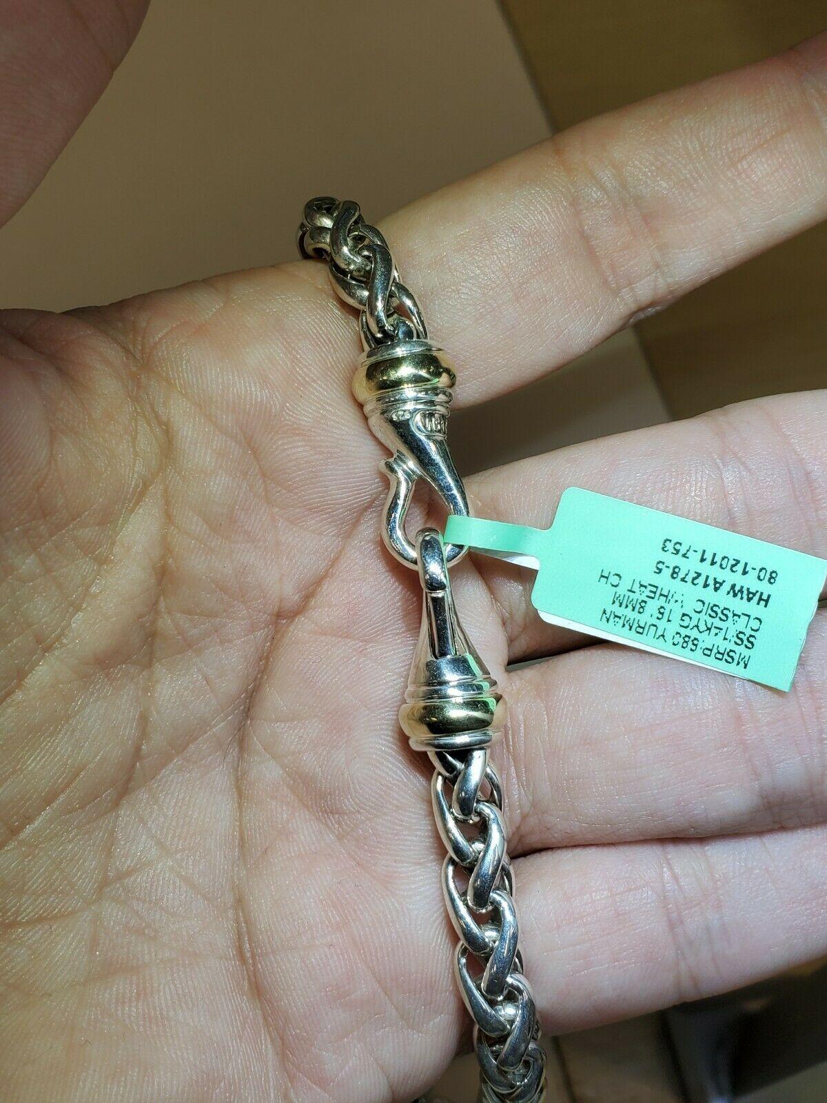 David Yurman Silver & Gold Classic Wheat Chain Necklace with Hook Clasp 1