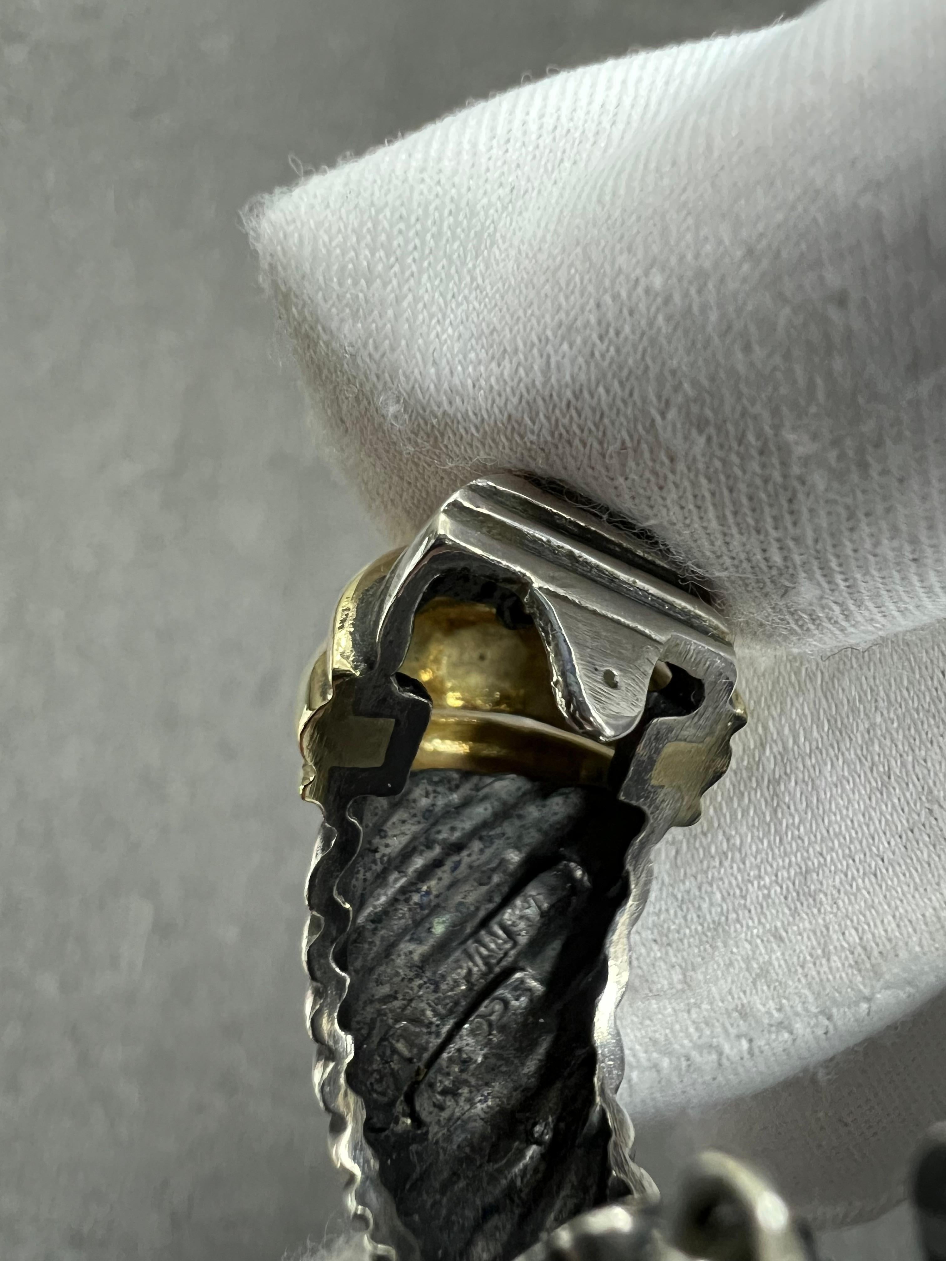 David Yurman Silver Gold J Hoop Clip On Earrings For Sale 8