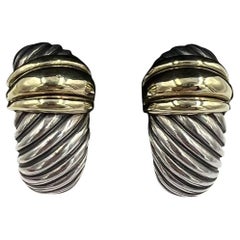 Pendientes de clip David Yurman Plata Oro J Hoop