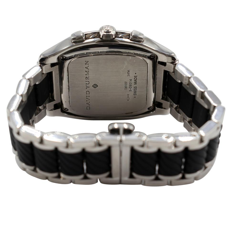 David Yurman Silver Thoroughbred Carbon Chevron Chronograph Watch In Good Condition For Sale In Downey, CA