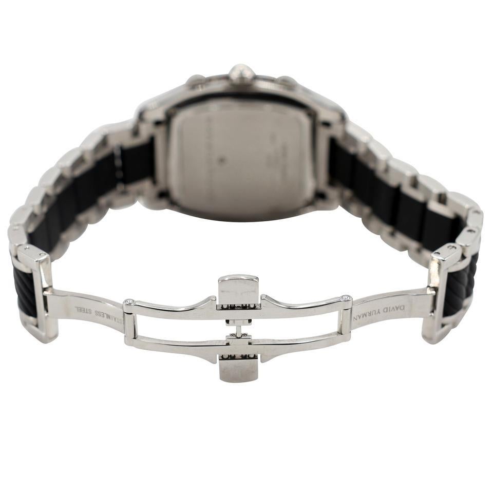 David Yurman Silver Thoroughbred Carbon Chevron Chronograph Watch For Sale 1