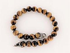David Yurman, bracelet spirituel œil de tigre en argent, perle 8 mm