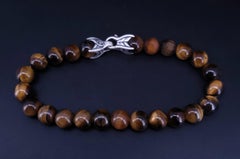 David Yurman Silver Tiger Eye Spiritual Bracelet Bead 8mm