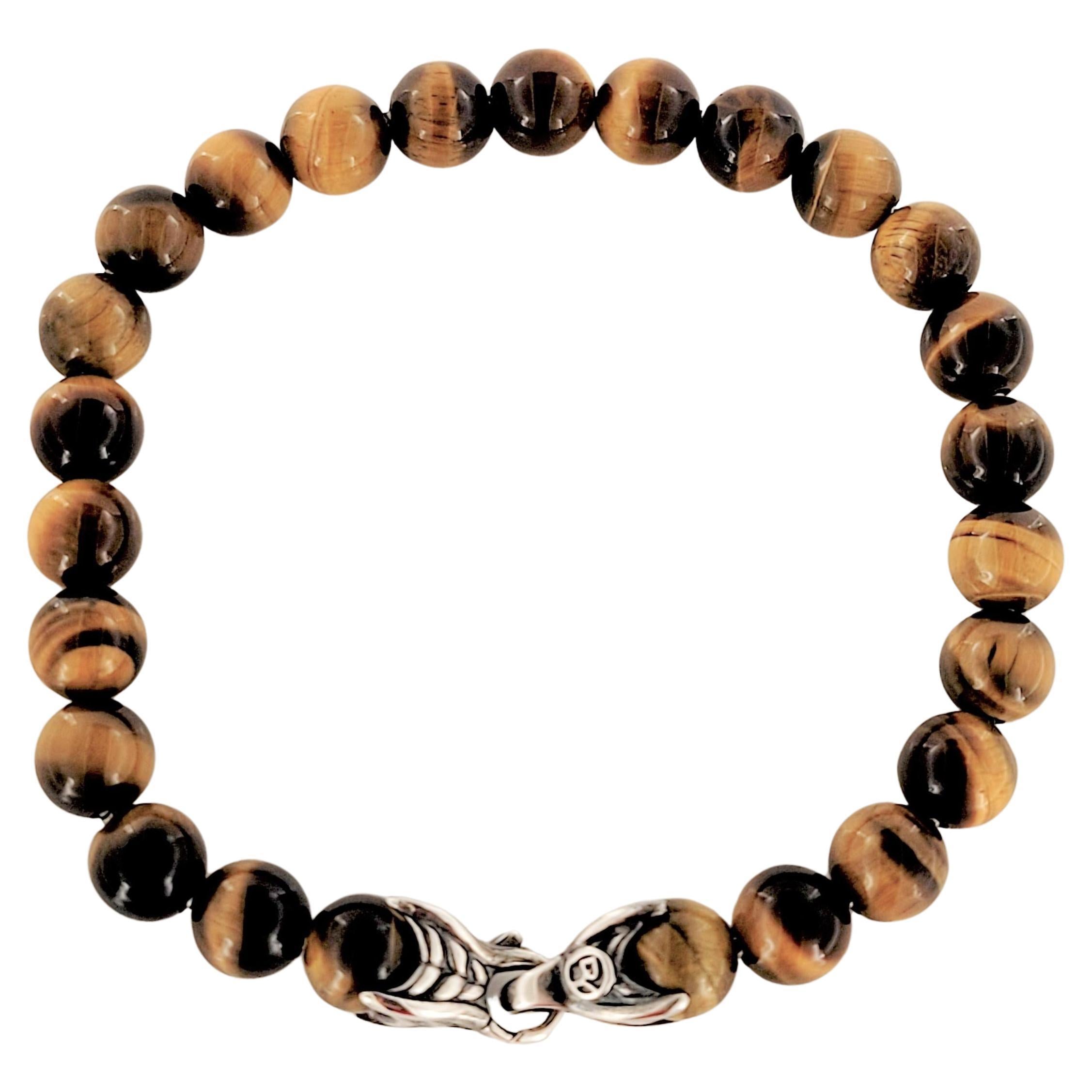 David Yurman Silber Tigerauge Spiritual-Armband Perlen 8mm im Angebot