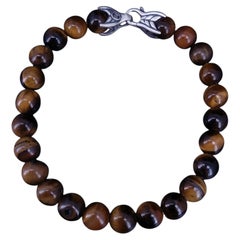 David Yurman Silver Tiger Eye Spiritual Bracelet Bead 8mm