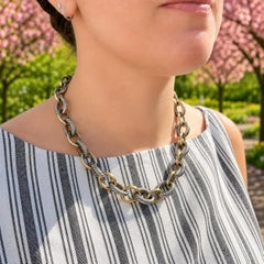 David Yurman Silver Yellow Gold 20" Oval Cable Link Madison Large Heavy Necklace