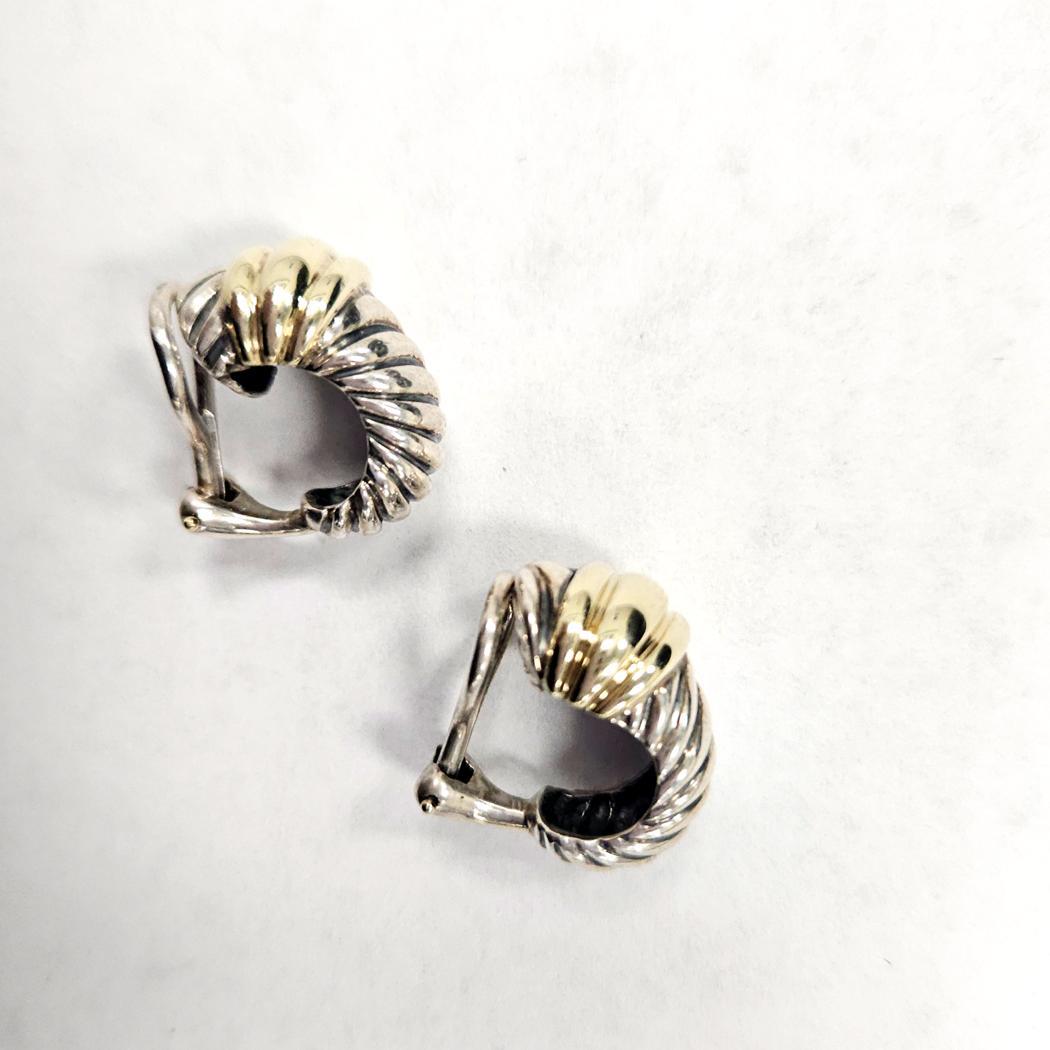 Moderno David Yurman - Orecchini a forma di gamberetto - Argento e oro 14K in vendita