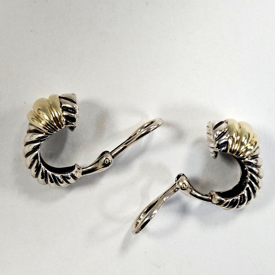 David Yurman - Orecchini a forma di gamberetto - Argento e oro 14K In condizioni ottime in vendita a North Miami, FL
