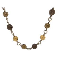 David Yurman Smokey Quartz and Citrine Bead Necklace in Sterling Silver