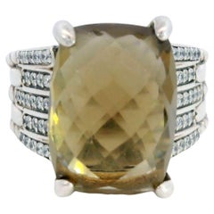 David Yurman Smokey Quartz and Diamond Ring in Sterling Silver