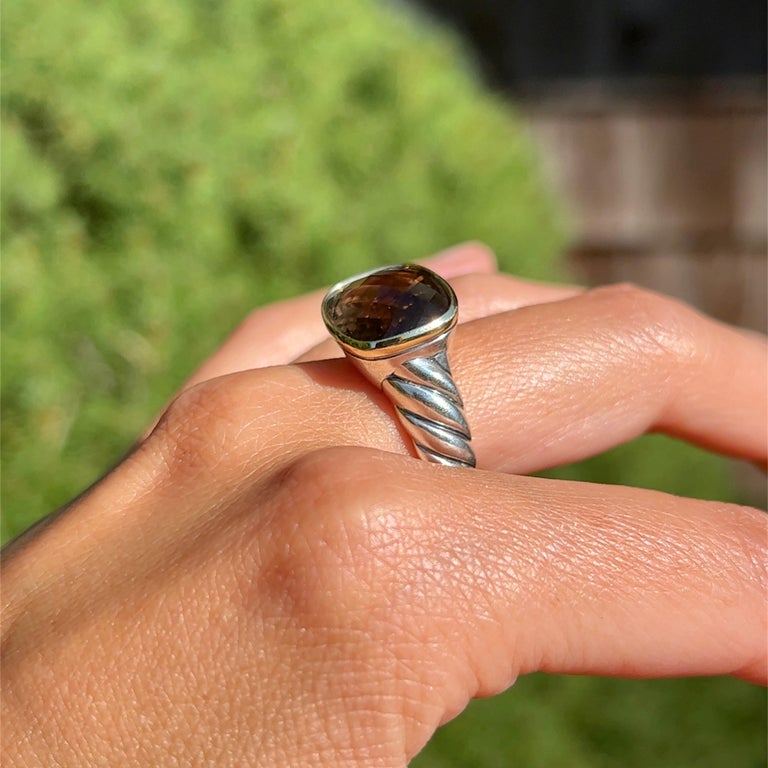 David Yurman Smokey Quartz Cable Ring in Sterling Silver / 18K Gold For ...