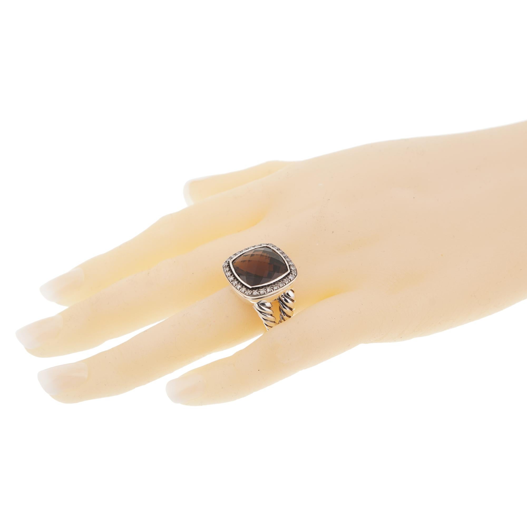 Sterlingsilber-Ring mit Rauchquarz und Diamanten von David Yurman im Zustand „Hervorragend“ im Angebot in Feasterville, PA