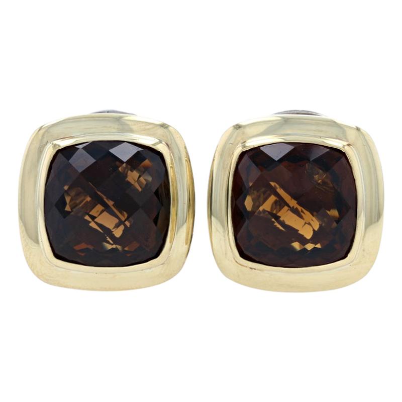 David Yurman Smoky Quartz Albion Earrings Sterling Silver & 18k Yellow Gold