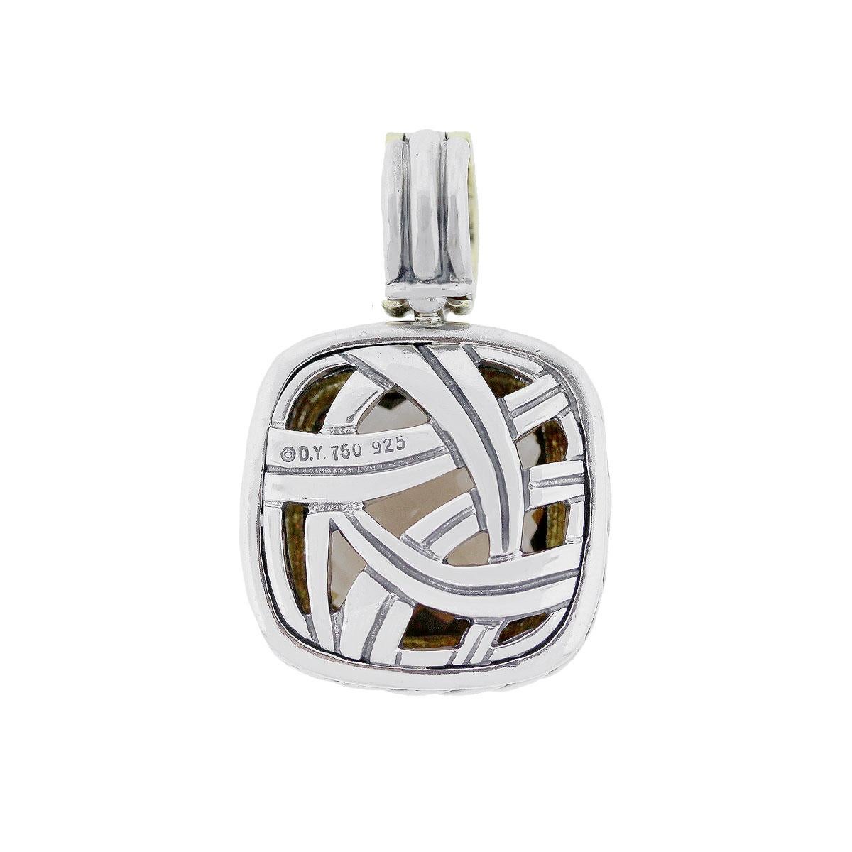 David Yurman Smoky Quartz and Diamond Pendant In Excellent Condition In Boca Raton, FL